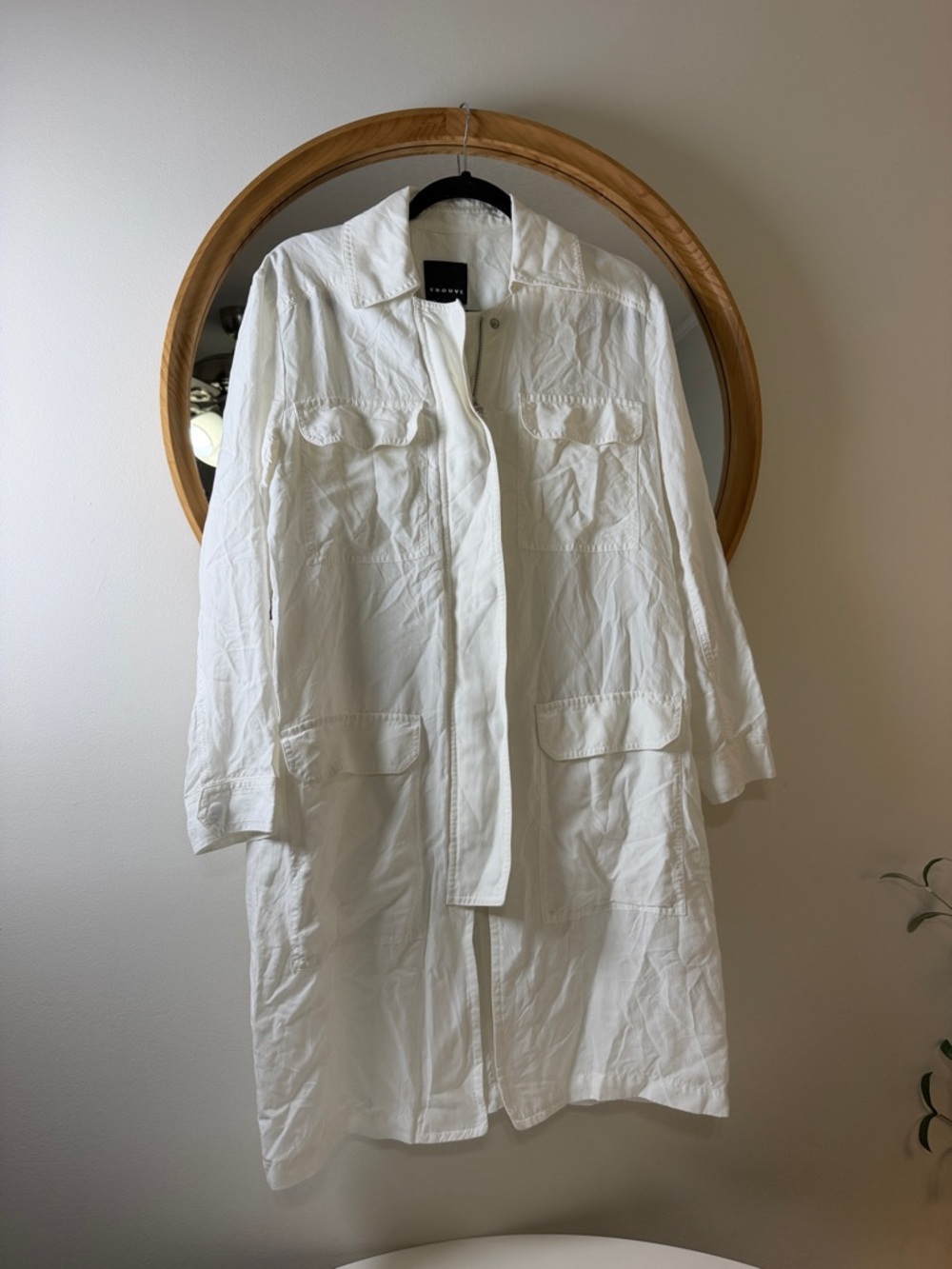 Trouve Off-White Long Utility Trench Coat